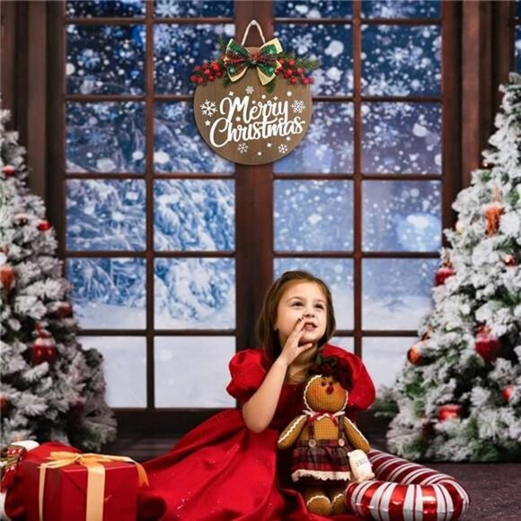 Merry Christmas Decoration Wreath, Sign Front for  Door Decoration12 inch - Picture 7 of 7